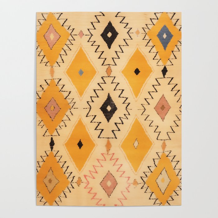 Moroccan Berber Rug Design No.75 - Yellow Poster Gallery Image 1