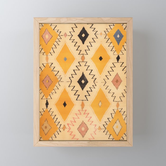 Moroccan Berber Rug Design No.75 - Yellow Mini Art Print Gallery Image 1