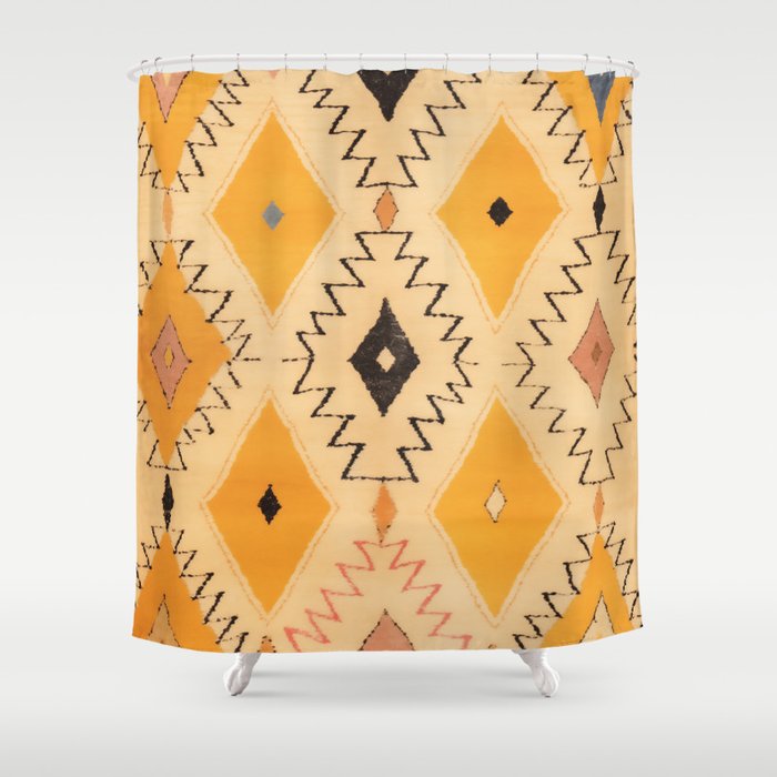 Moroccan Berber Rug Design No.75 - Yellow Shower Curtain Gallery Image 1