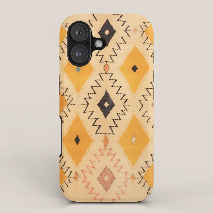 Moroccan Berber Rug Design No.75 - Yellow iPhone Case Gallery Image 1