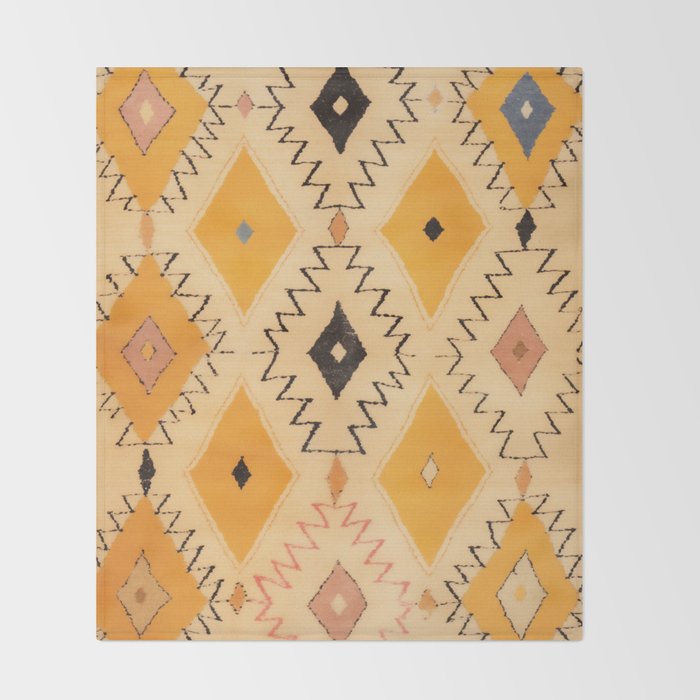 Moroccan Berber Rug Design No.75 - Yellow Throw Blanket Gallery Image 2