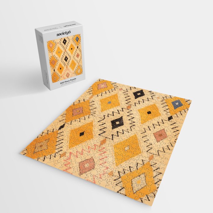 Moroccan Berber Rug Design No.75 - Yellow Jigsaw Puzzle Gallery Image 2