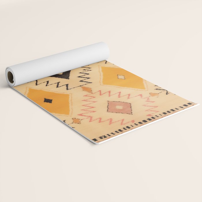Moroccan Berber Rug Design No.75 - Yellow Yoga Mat Gallery Image 2
