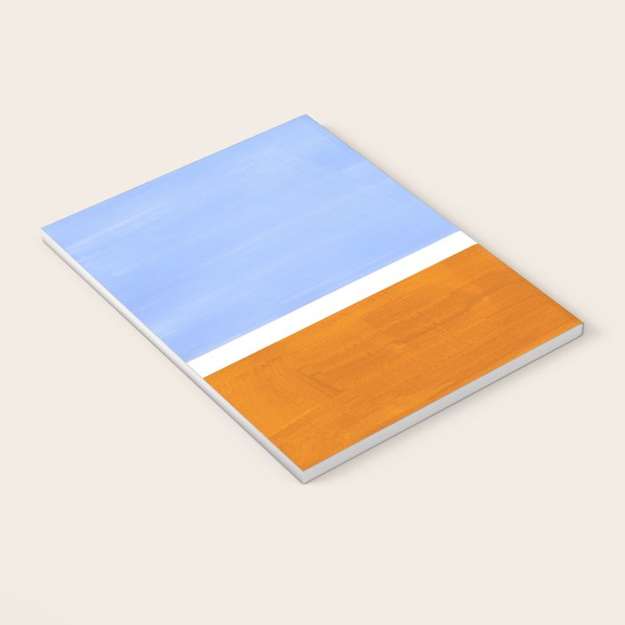 Pastel Royal Blue Yellow ochre Mid Century Modern Abstract Minimalist Rothko Color Field Squares Notebook Gallery Image 3