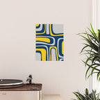 Palm Springs Mid Century Modern Retro Abstract Pattern Navy Blue Silver Gray Mustard Yellow Poster Gallery Image 2