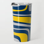 Palm Springs Mid Century Modern Retro Abstract Pattern Navy Blue Silver Gray Mustard Yellow Travel Mug Gallery Image 3