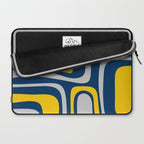 Palm Springs Mid Century Modern Retro Abstract Pattern Navy Blue Silver Gray Mustard Yellow Laptop Sleeve Gallery Image 2