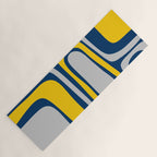 Palm Springs Mid Century Modern Retro Abstract Pattern Navy Blue Silver Gray Mustard Yellow Yoga Mat Gallery Image 1