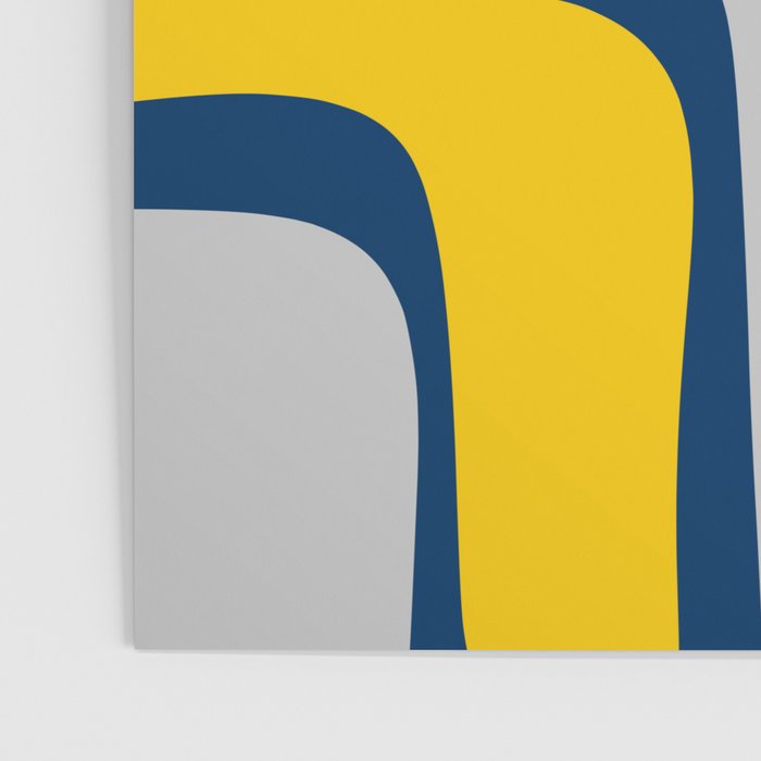Palm Springs Mid Century Modern Retro Abstract Pattern Navy Blue Silver Gray Mustard Yellow Poster Gallery Image 3