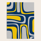 Palm Springs Mid Century Modern Retro Abstract Pattern Navy Blue Silver Gray Mustard Yellow Poster Gallery Image 4