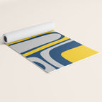 Palm Springs Mid Century Modern Retro Abstract Pattern Navy Blue Silver Gray Mustard Yellow Yoga Mat Gallery Image 2