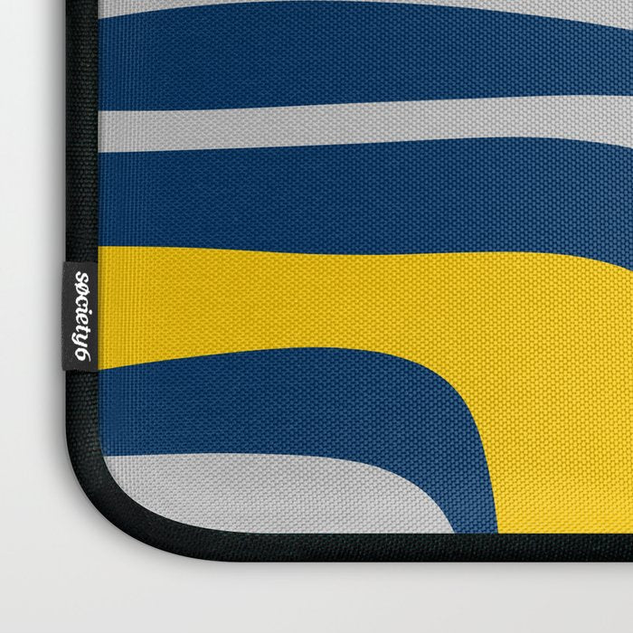 Palm Springs Mid Century Modern Retro Abstract Pattern Navy Blue Silver Gray Mustard Yellow Laptop Sleeve Gallery Image 3