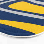 Palm Springs Mid Century Modern Retro Abstract Pattern Navy Blue Silver Gray Mustard Yellow Bath Mat Gallery Image 3