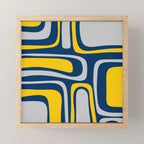 Palm Springs Mid Century Modern Retro Abstract Pattern Navy Blue Silver Gray Mustard Yellow Mini Art Print Gallery Image 1