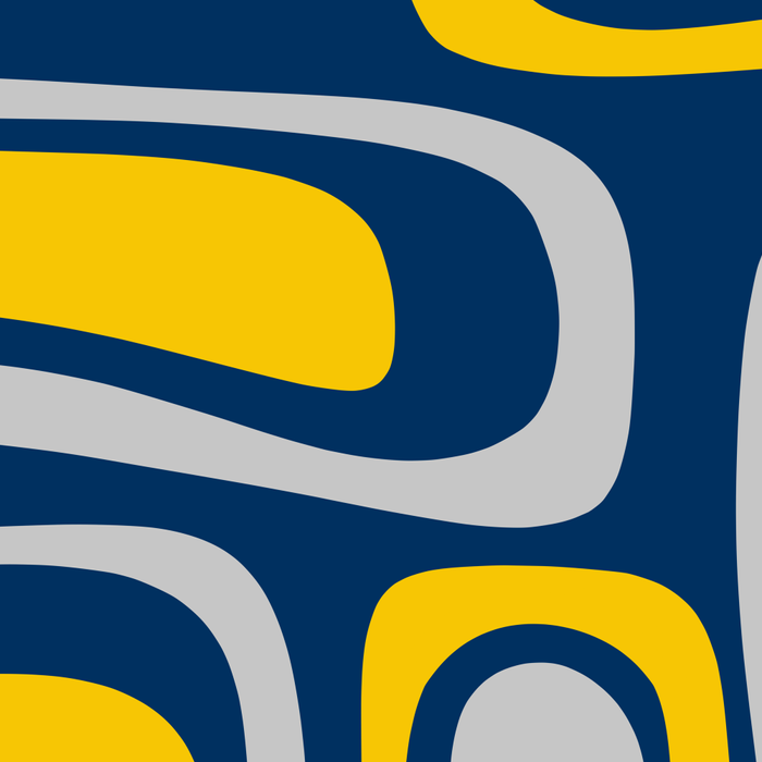 Palm Springs Mid Century Modern Retro Abstract Pattern Navy Blue Silver Gray Mustard Yellow Coffee Mug Gallery Image 2