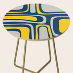 Palm Springs Mid Century Modern Retro Abstract Pattern Navy Blue Silver Gray Mustard Yellow Side Table Gallery Image 2