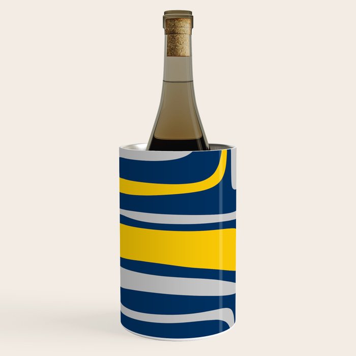 Palm Springs Mid Century Modern Retro Abstract Pattern Navy Blue Silver Gray Mustard Yellow Wine Chiller Gallery Image 2