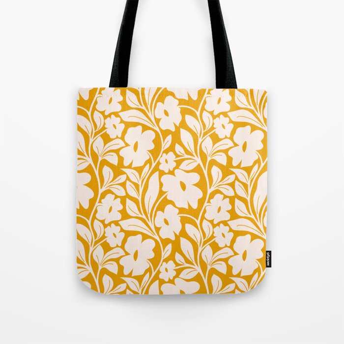 Tropical Vines Pattern - Gold Yellow Tote Bag Gallery Image 1