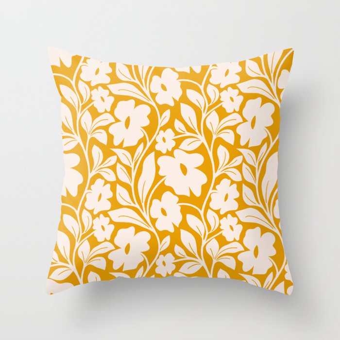 Tropical Vines Pattern - Gold Yellow Throw Pillow Gallery Image 6