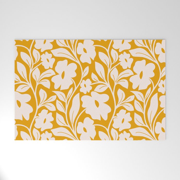 Tropical Vines Pattern - Gold Yellow Welcome Mat Gallery Image 1