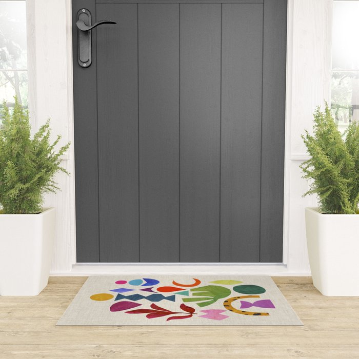 Green Flower Welcome Mat Gallery Image 3