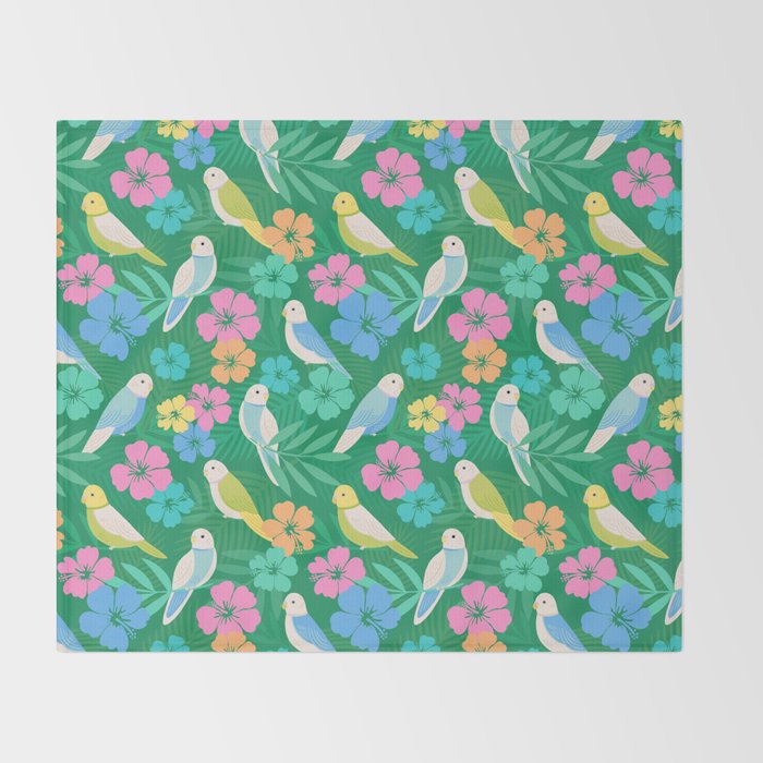 Parakeet Paradise Throw Blanket Gallery Image 2