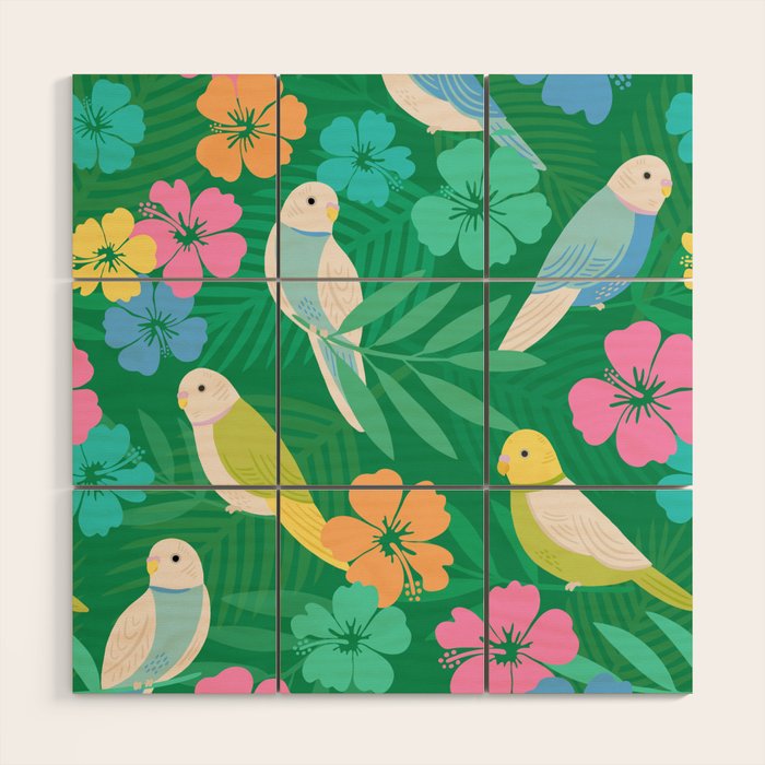 Parakeet Paradise Wood Wall Art Gallery Image 1