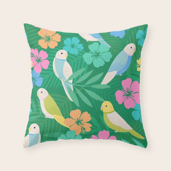 Parakeet Paradise Throw Pillow Gallery Image 6