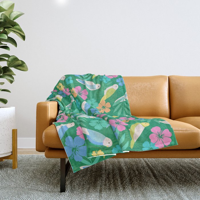 Parakeet Paradise Throw Blanket Gallery Image 1