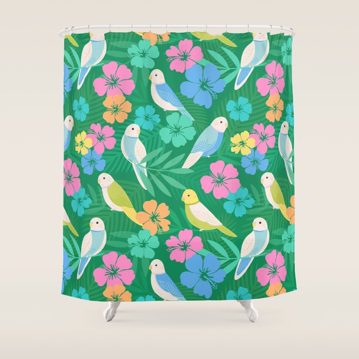 Parakeet Paradise Shower Curtain Gallery Image 1