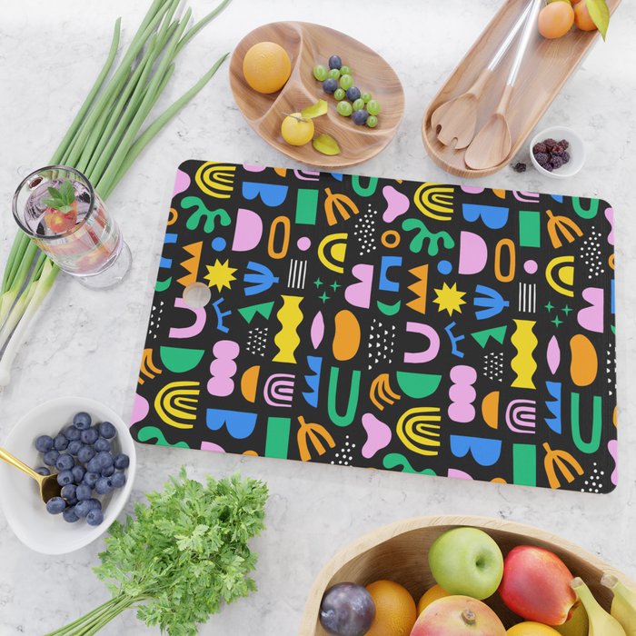 Fun colorful abstract summer shape pattern Cutting Board Gallery Image 2