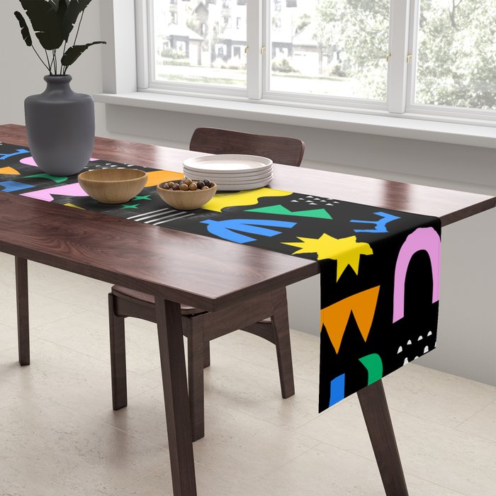 Fun colorful abstract summer shape pattern Table Runner Gallery Image 2