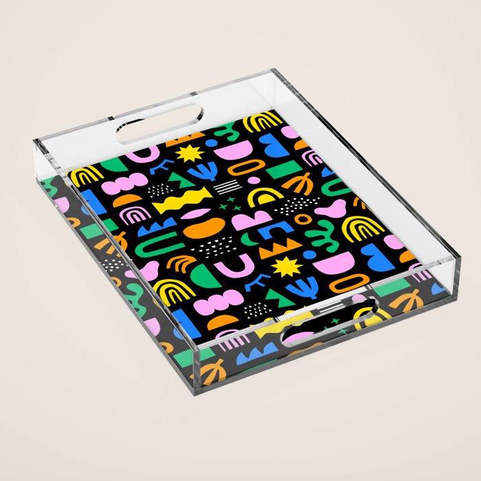 Fun colorful abstract summer shape pattern Acrylic Tray Gallery Image 1
