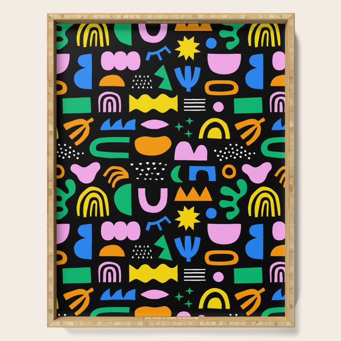 Fun colorful abstract summer shape pattern Serving Tray Gallery Image 1