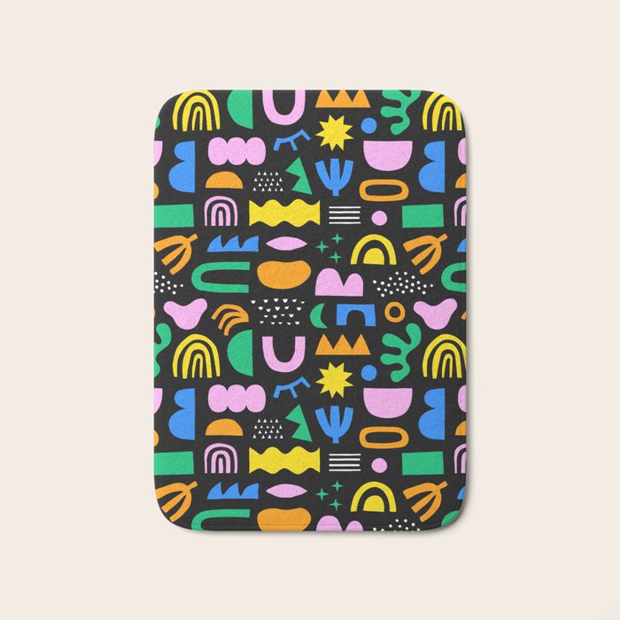 Fun colorful abstract summer shape pattern Bath Mat Gallery Image 1