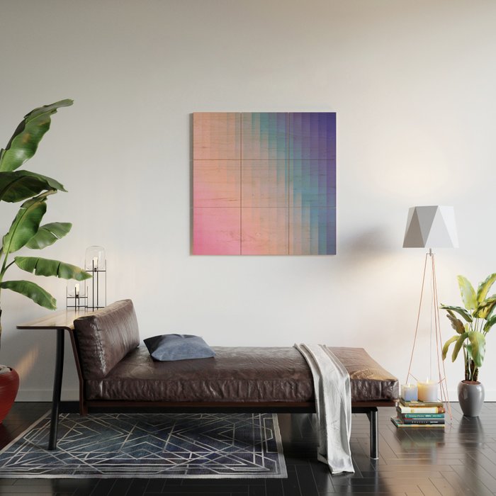 Geometric Rainbow Wood Wall Art Gallery Image 2