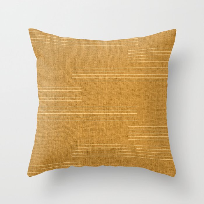 Minimal, Fine Stripe, Pattern, in Yellow Throw Pillow Gallery Image 1