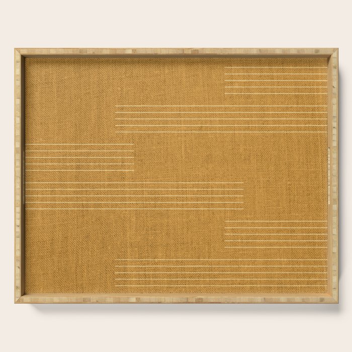 Minimal, Fine Stripe, Pattern, in Yellow Serving Tray Gallery Image 1