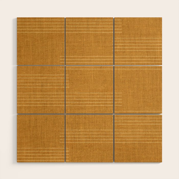 Minimal, Fine Stripe, Pattern, in Yellow Wood Wall Art Gallery Image 1