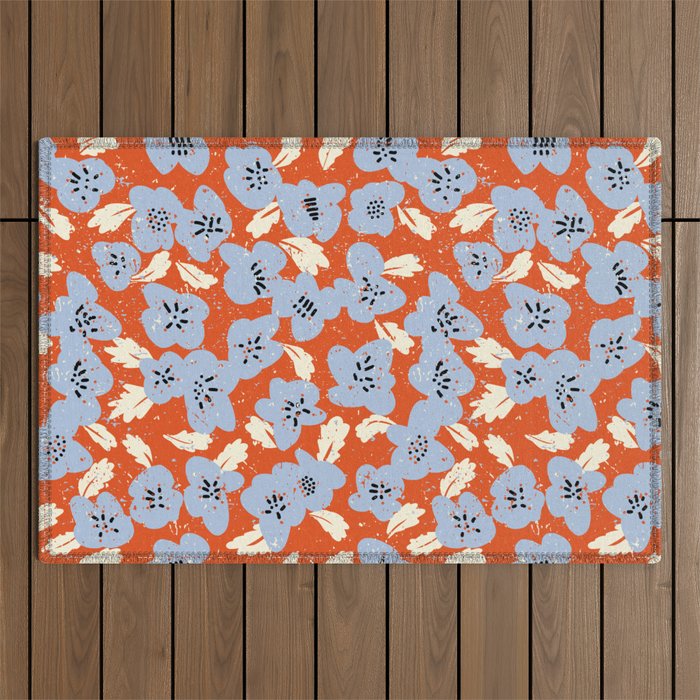 Big flowers in my garden orange - pattern Outdoor Rug Gallery Image 1