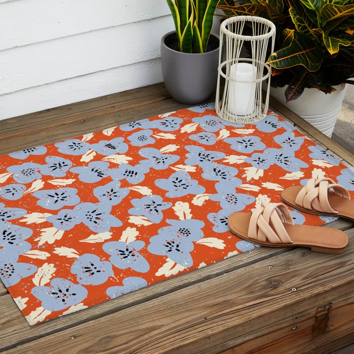 Big flowers in my garden orange - pattern Outdoor Rug Gallery Image 2