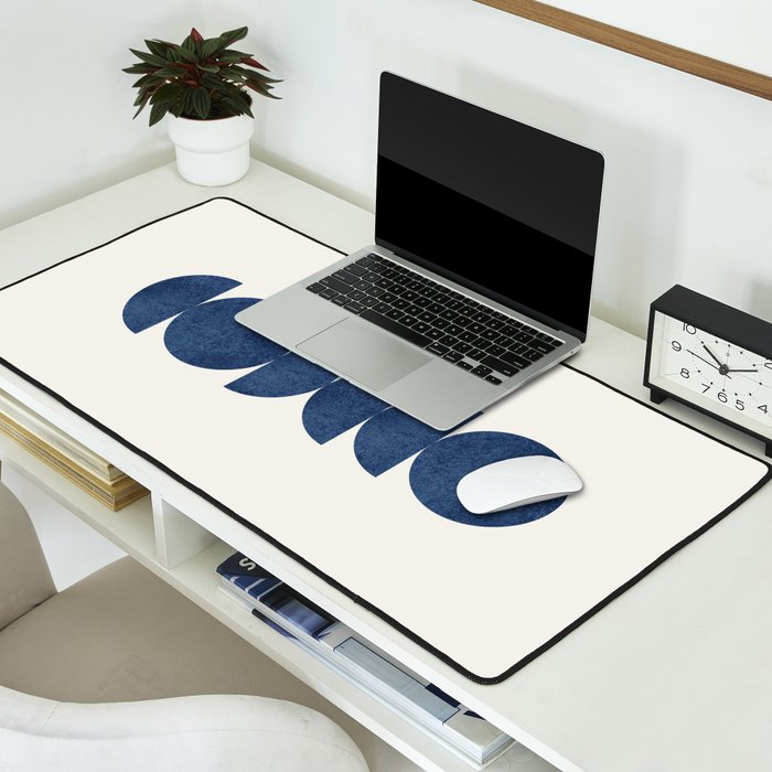 Blue navy retro scandinavian Mid century modern Desk Mat Gallery Image 2