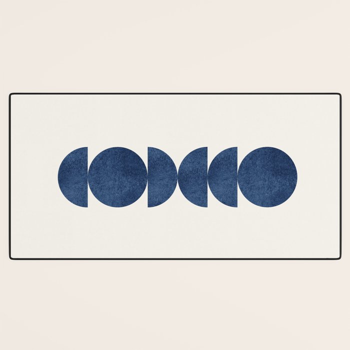 Blue navy retro scandinavian Mid century modern Desk Mat Gallery Image 3