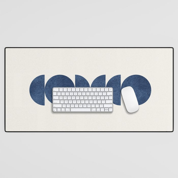 Blue navy retro scandinavian Mid century modern Desk Mat Gallery Image 1