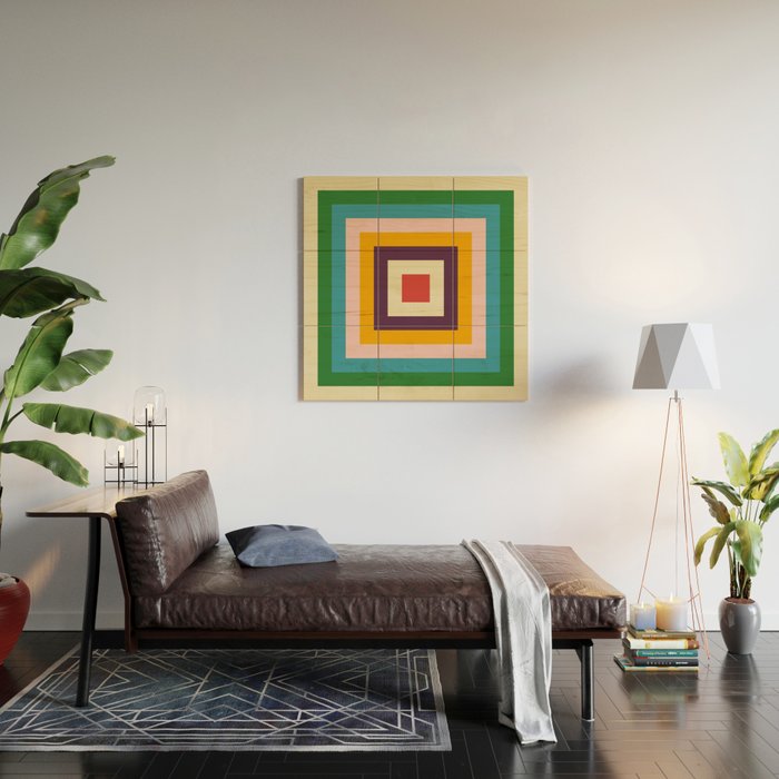 Retro Colored Square Space Wood Wall Art Gallery Image 2