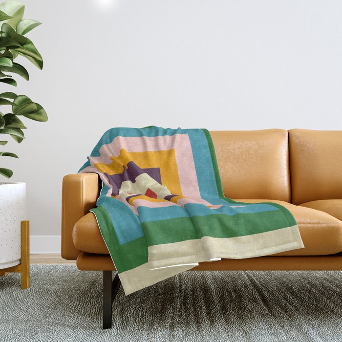 Retro Colored Square Space Throw Blanket Gallery Image 1