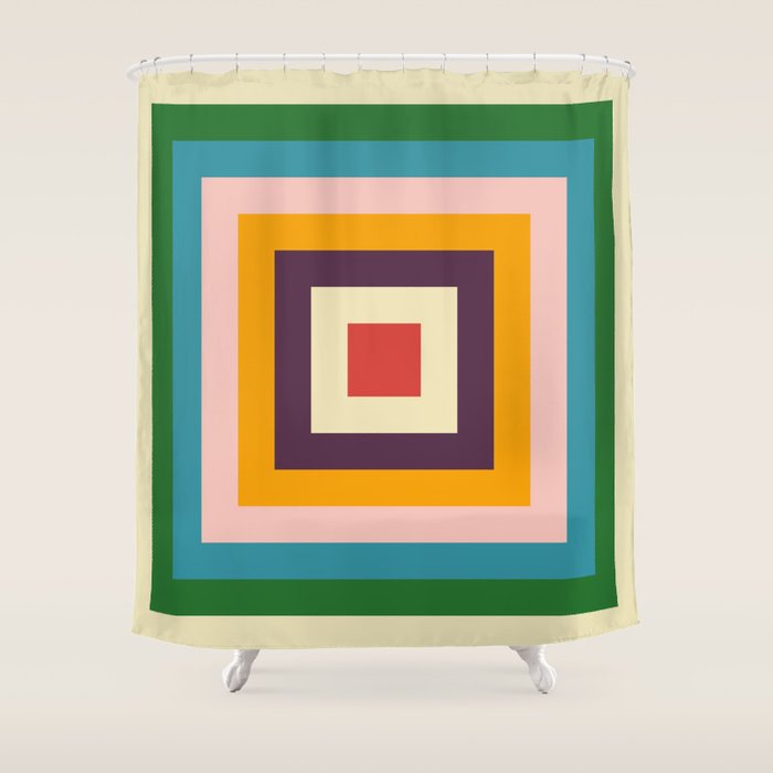 Retro Colored Square Space Shower Curtain Gallery Image 1