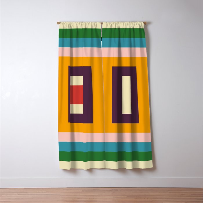 Retro Colored Square Space Window Curtain Gallery Image 3