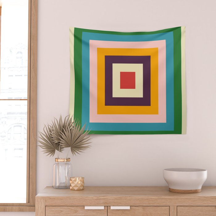 Retro Colored Square Space Wall Tapestry Gallery Image 2