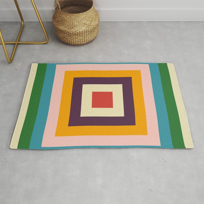 Retro Colored Square Space Rug Gallery Image 1